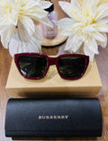 MAY Kaya Burberry red / burgundy square sunglasses with black case