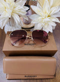 MAY Kaya Burberry brown aviator / gradient sunglasses with tan case