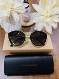 MAY Kaya Burberry black oversized butterfly sunglasses with black case