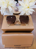 MAY Kaya Burberry brown aviator / gradient sunglasses with tan case