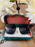 MAY Kaya Gucci black sunglasses in red/green case