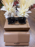 MAY Kaya Burberry black rectangular sunglasses with tan case