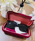 MAY Kaya Gucci black round sunglasses in red case