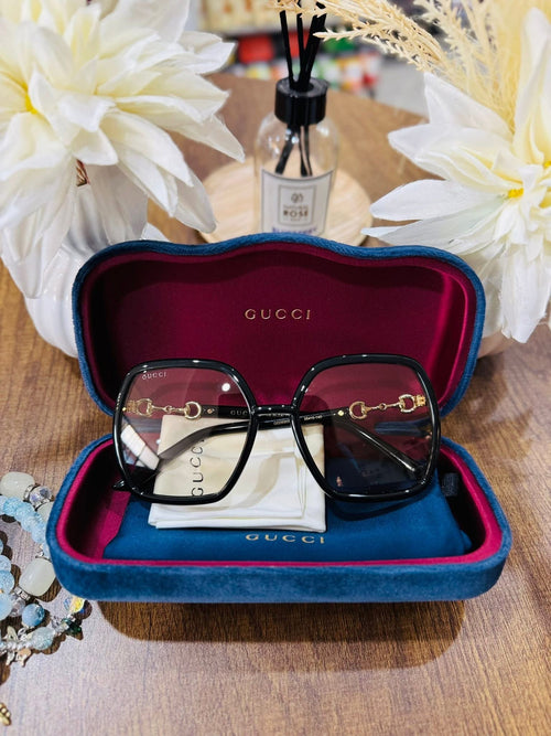 MAY Kaya Gucci optical-style frame / clear lens frame in red/blue case